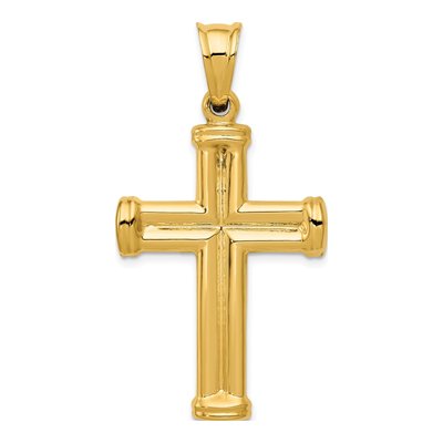 14K Yellow Gold Hollow Cross Pendant