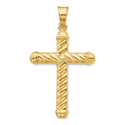 14K Yellow Gold Hollow Cross Pendant