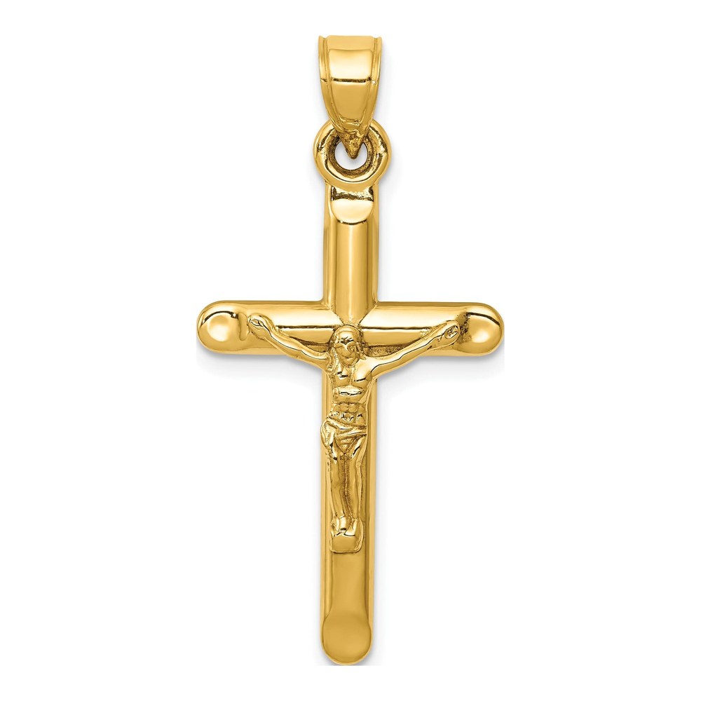 14K Yellow Gold Hollow Crucifix Pendant