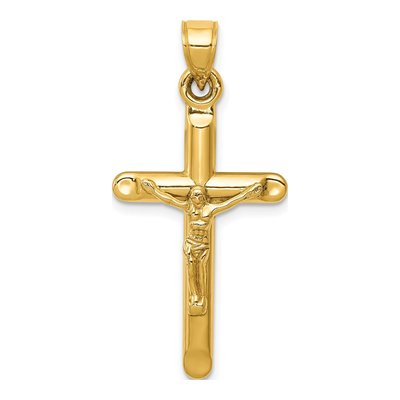 14K Yellow Gold Hollow Crucifix Pendant