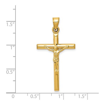 14K Yellow Gold Hollow Crucifix Pendant – view 4