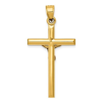 14K Yellow Gold Hollow Crucifix Pendant – view 5