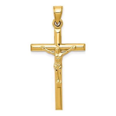 14K Yellow Gold Hollow Crucifix Pendant