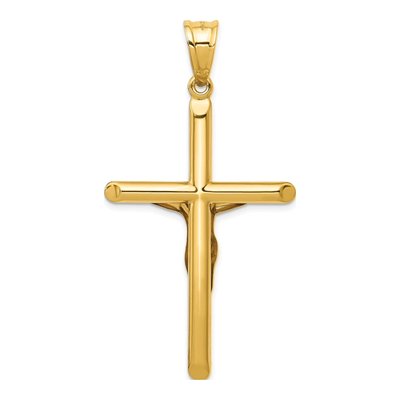 14K Yellow Gold Hollow Crucifix Pendant – view 5
