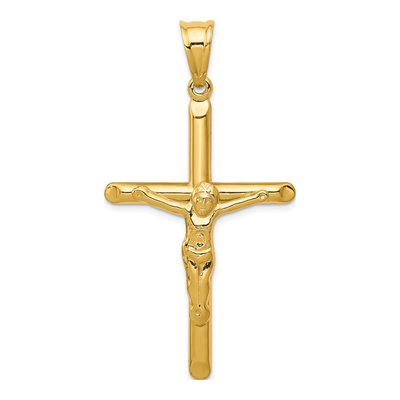 14K Yellow Gold Hollow Crucifix Pendant