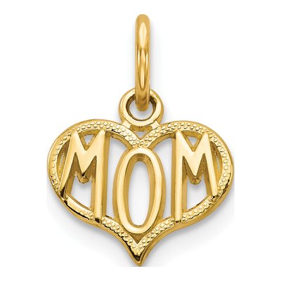 14K Yellow Gold MOM Heart Pendant