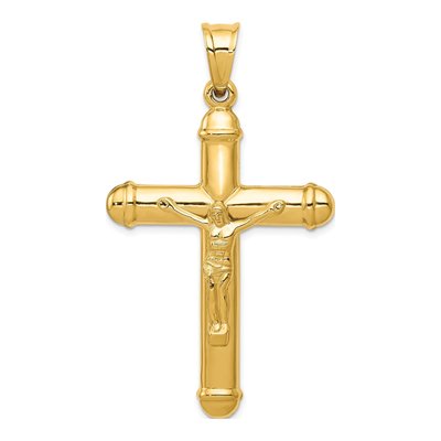 14K Yellow Gold Reversible Crucifix Cross Pendant