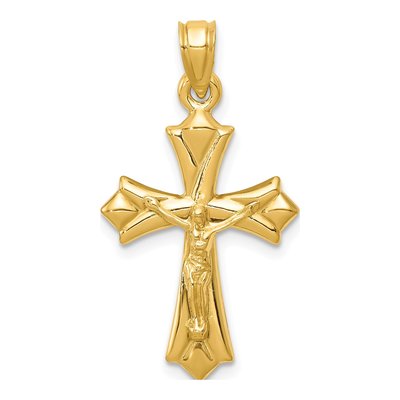 14K Yellow Gold Reversible Crucifix Cross Pendant