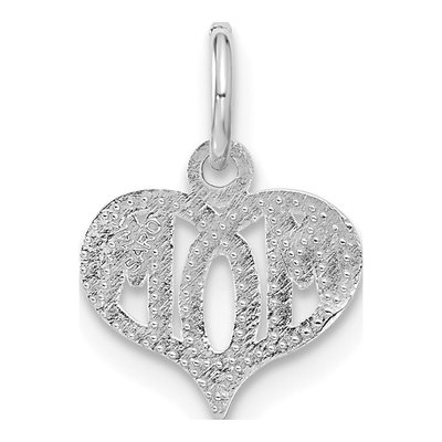 14K White Gold MOM Heart Pendant – view 4