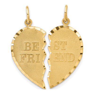 14K Yellow Gold BEST Friend 2-Piece Set Charm