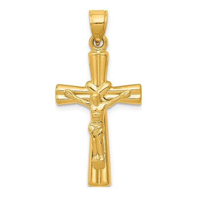 14K Yellow Gold Reversible Crucifix Cross Pendant