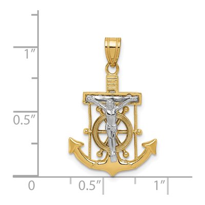 14K Two-Tone Gold Mariners Crucifix Pendant – view 5