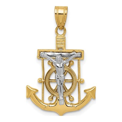 14K Two-Tone Gold Mariners Crucifix Pendant
