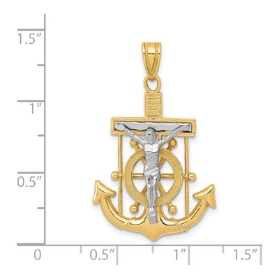 14K Two-Tone Gold Mariners Crucifix Pendant – view 4