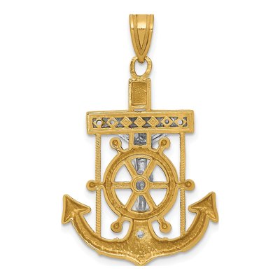 14K Two-Tone Gold Mariners Crucifix Pendant – view 5