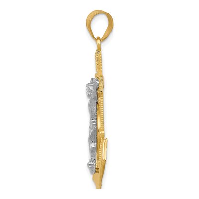 14K Two-Tone Gold Diamond-Cut Mariners Crucifix Pendant – view 3