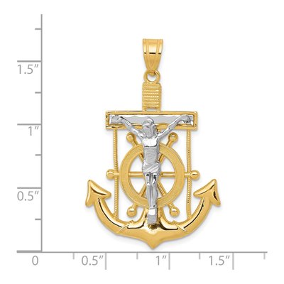 14K Two-Tone Gold Diamond-Cut Mariners Crucifix Pendant – view 4