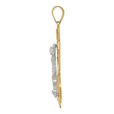 14K Two-Tone Gold Diamond-Cut Mariner Crucifix Pendant – view 3