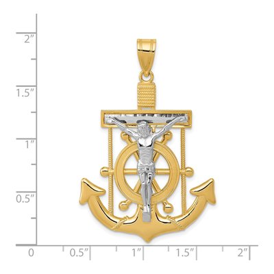 14K Two-Tone Gold Diamond-Cut Mariner Crucifix Pendant – view 4