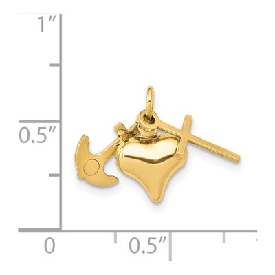 14K Yellow Gold Faith Hope Charity Charm – view 4
