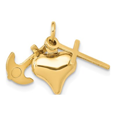 14K Yellow Gold Faith Hope Charity Charm