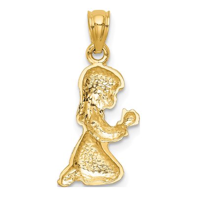 14K Yellow Gold Praying Girl Pendant – view 5