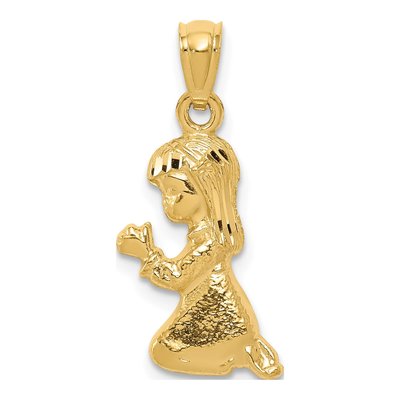 14K Yellow Gold Praying Girl Pendant