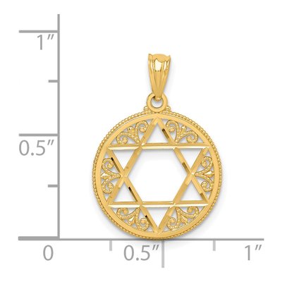 14K Yellow Gold Filigree Star of David Pendant – view 4