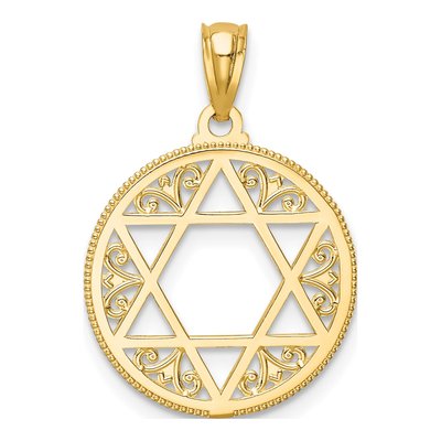 14K Yellow Gold Filigree Star of David Pendant – view 5