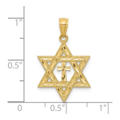 14K Yellow Gold Star of David Cross Pendant – view 5