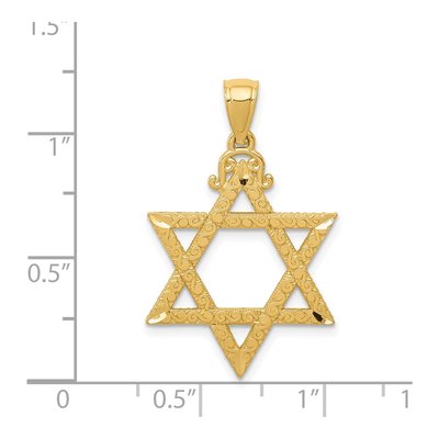 14K Yellow Gold Diamond-Cut Star of David Pendant – view 5