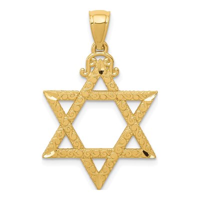 14K Yellow Gold Diamond-Cut Star of David Pendant