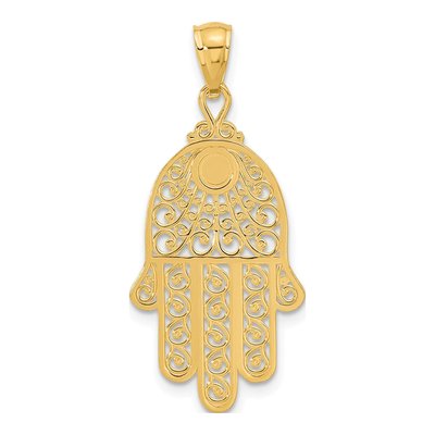 14K Yellow Gold Filigree Chamseh Pendant – view 4
