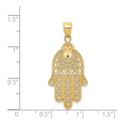 14K Yellow Gold Filigree Chamseh Pendant – view 5