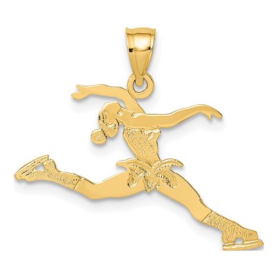 14K Yellow Gold Ice Skater Pendant