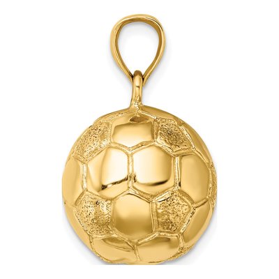 14K Yellow Gold Large 3-D Soccer Ball Pendant – view 2