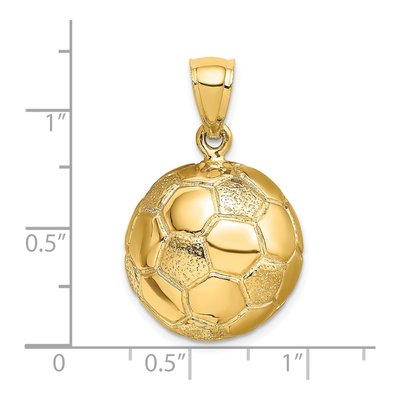 14K Yellow Gold Large 3-D Soccer Ball Pendant – view 3