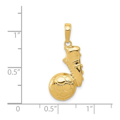 14K Yellow Gold Soccer Ball Shoe Pendant – view 5