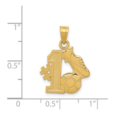 14K Yellow Gold Soccer Ball Number 1 Pendant – view 5