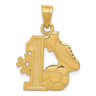 14K Yellow Gold Soccer Ball Number 1 Pendant
