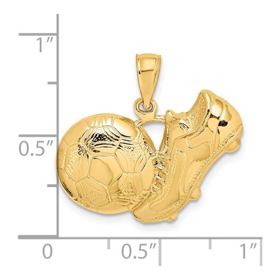 14K Yellow Gold Soccer Shoe Ball Pendant – view 4