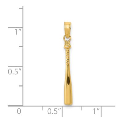 14K Yellow Gold 3-D Baseball Bat Pendant – view 5