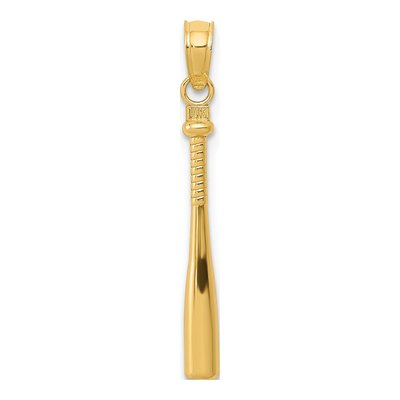 14K Yellow Gold 3-D Baseball Bat Pendant