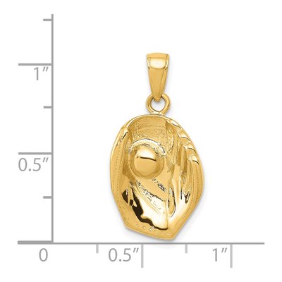 14K Yellow Gold Baseball Glove Ball Pendant – view 4