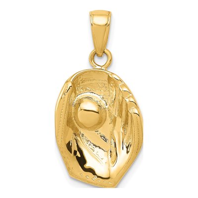 14K Yellow Gold Baseball Glove Ball Pendant