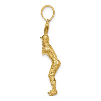 14K Yellow Gold 3-D Baseball Player Charm – view 3