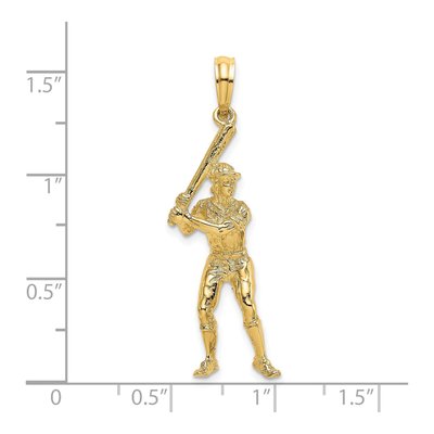 14K Yellow Gold 3-D Baseball Player Charm – view 4
