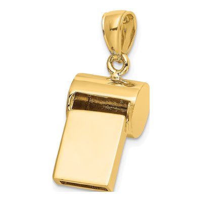 14K Yellow Gold 3-D Working Whistle Charm – view 3