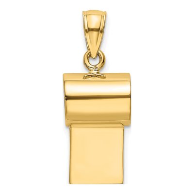 14K Yellow Gold 3-D Working Whistle Charm – view 5