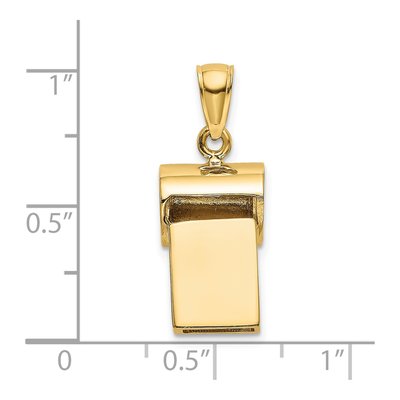 14K Yellow Gold 3-D Working Whistle Charm – view 6